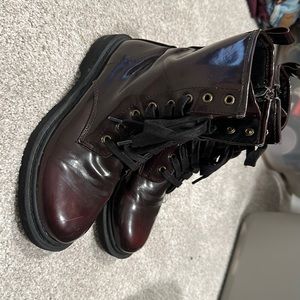 Maroon combat boots